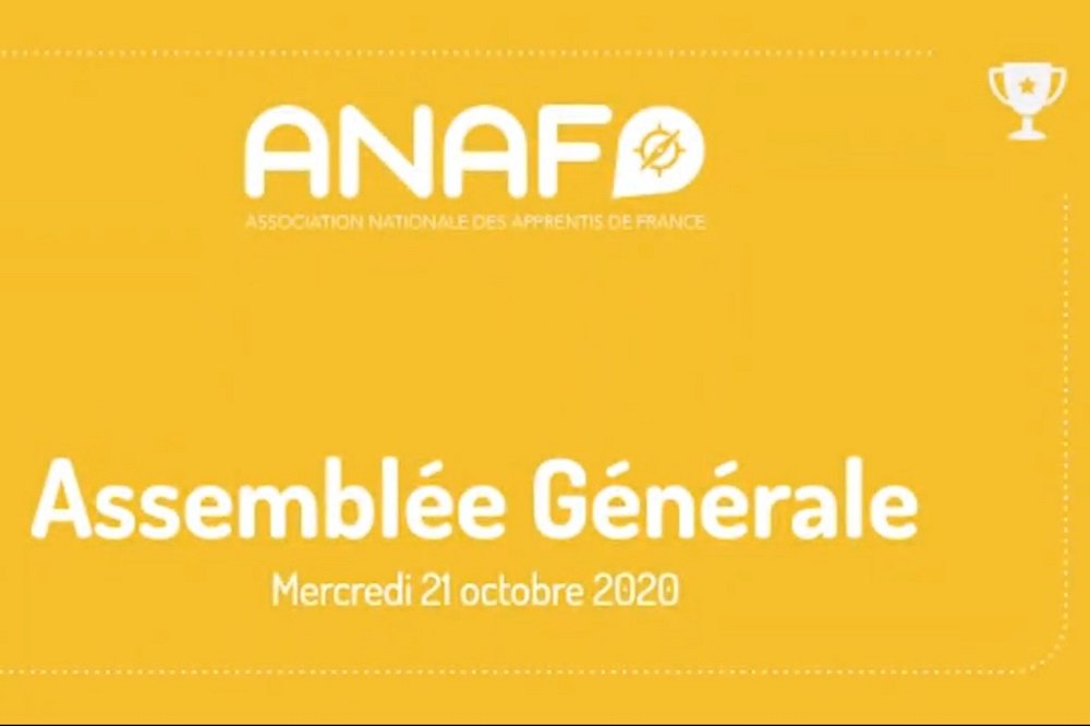 Logo de l'assemblée générale de l'association nationale des apprentis de France, 21 octobre 2020