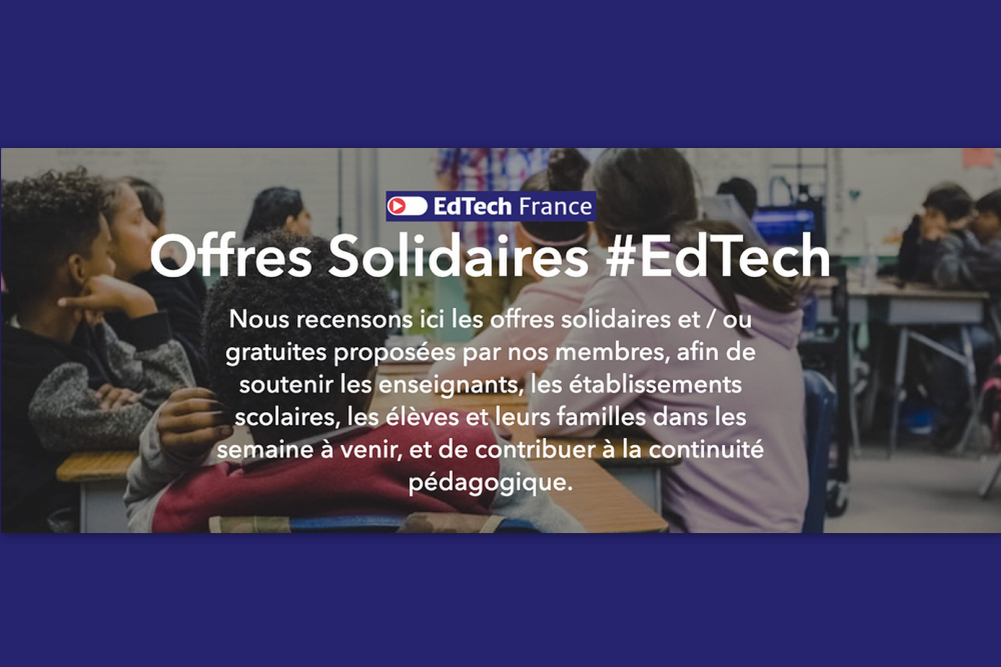 Copie d'écran de la plateforme EdTech France de référencement des offres solidaires pour l’éducation et la formation
