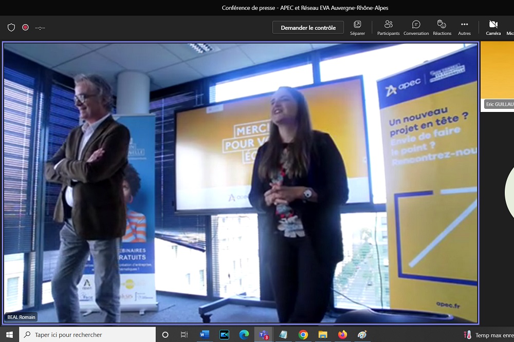 Capture d'écran d'Éric Guillaumot, délégué régional APEC Auvergne-Rhône-Alpes et Claudie Beguet, directrice de projet CEP Réseau EVA, le 4 octobre 2022 à Lyon