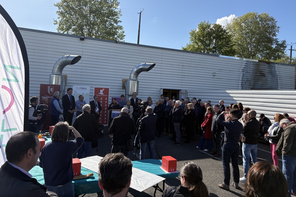 A Castillon-la-Bataille, en Gironde, inauguration, le 17 avril 2025, d'un plateau technique de 900 m2 dédié à la soudure et à la chaudronnerie.