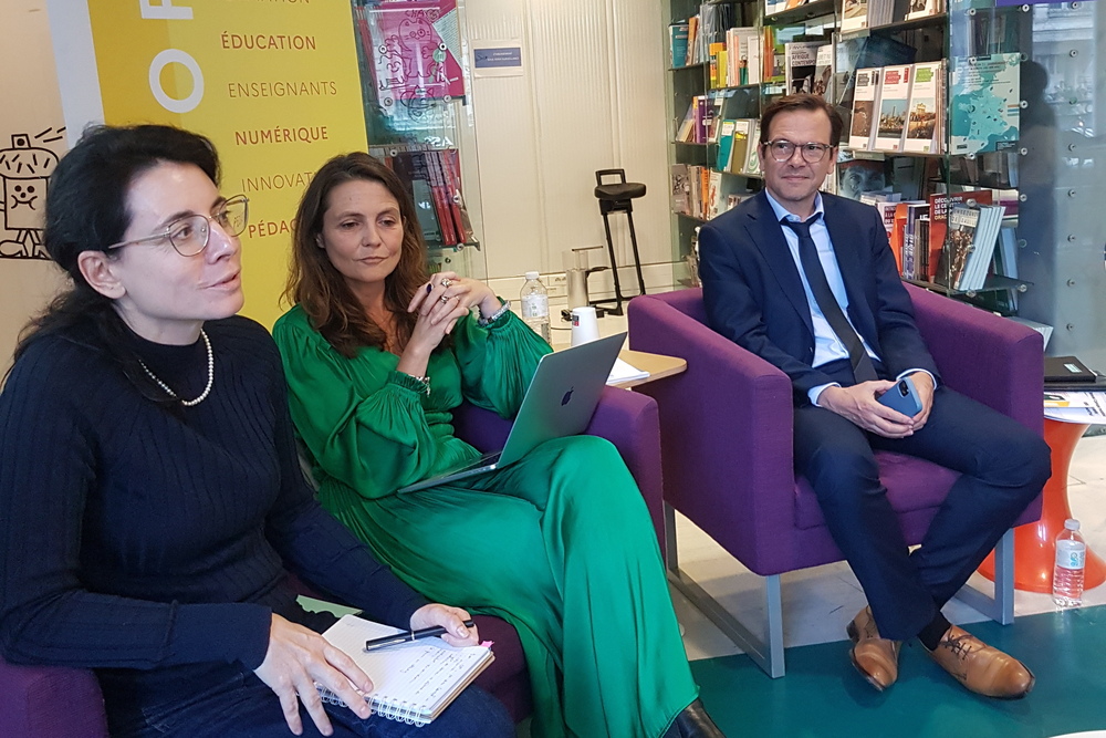 A la veille de quitter son poste de directrice générale de Réseau Canopé, Marie-Caroline Missir fait le point, le 9 octobre lors d'une conférence de presse, sur ses deux mandats à la tête de l'opérateur de la formation continue des enseignants publics et privés.