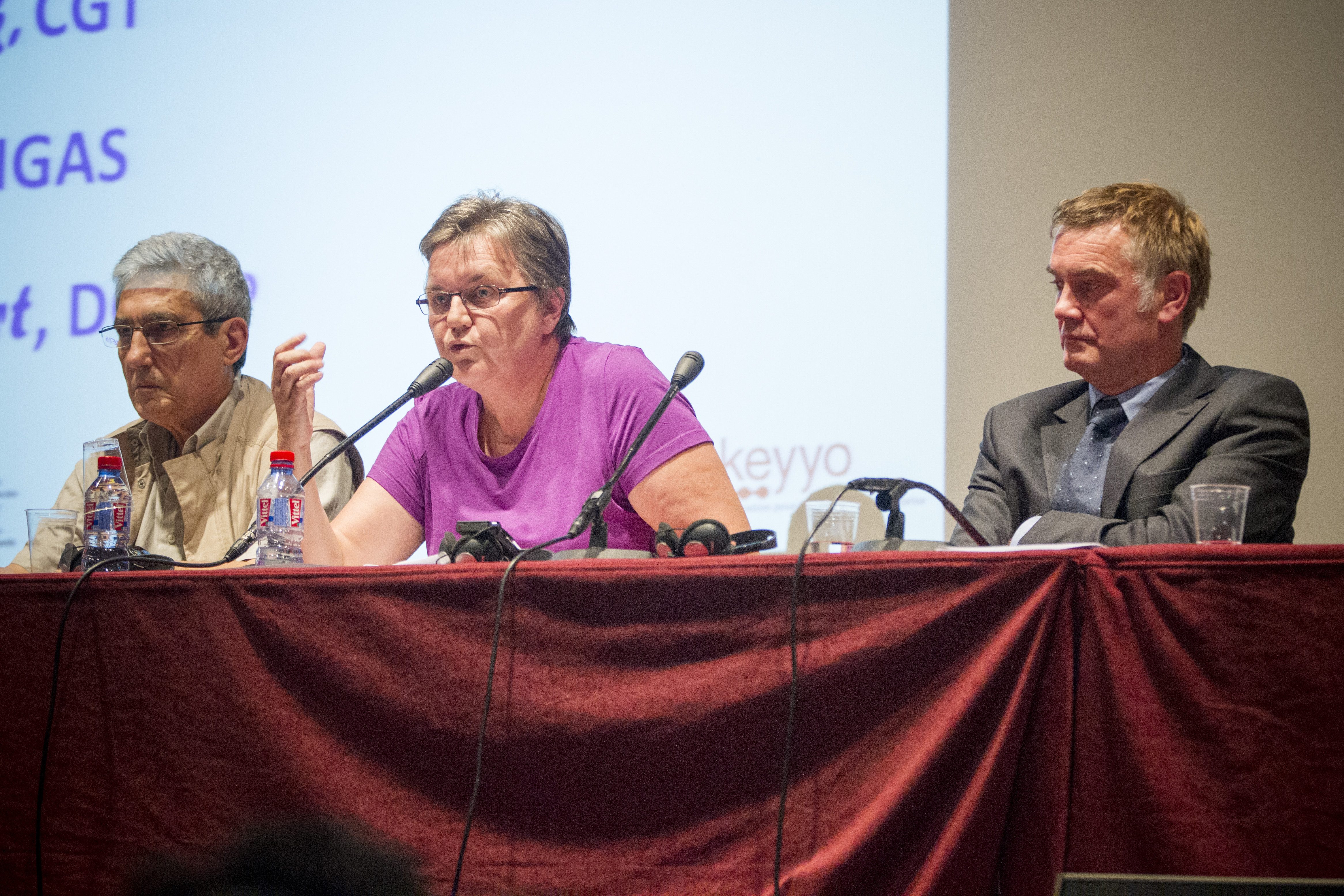 Djamal Teskouk (CGT), Catherine Bourrut (CFDT) et Alain Druelles (Medef)