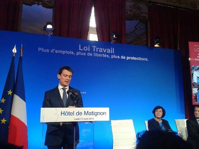 Manuel Valls et Myriam El Khomri présentent la loi travail le 14 mars 2016