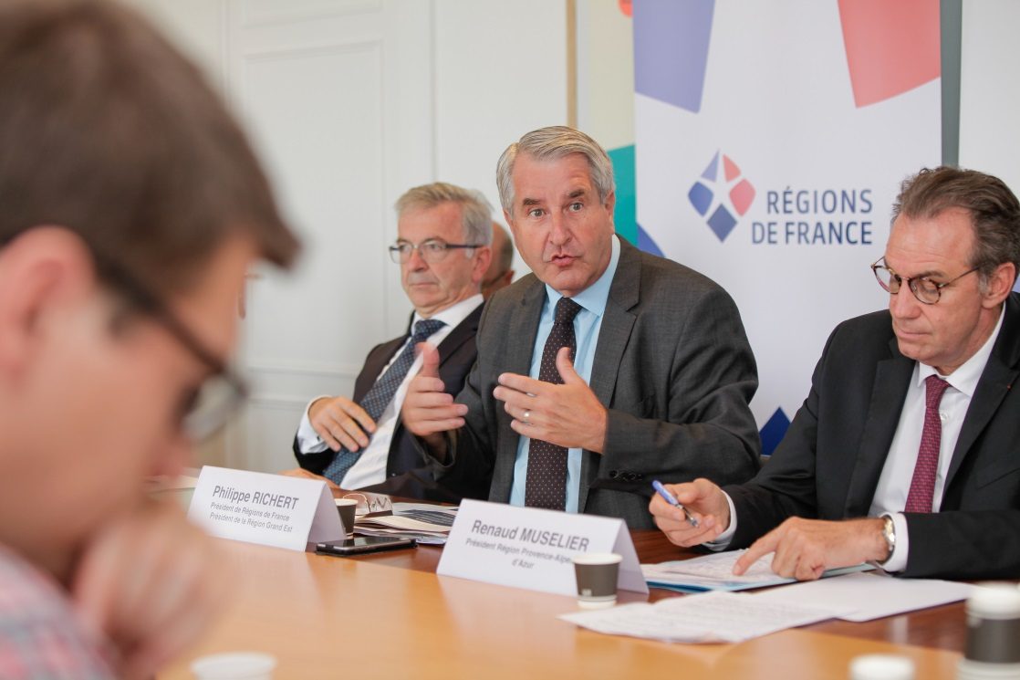 Le 30 août dernier, les présidents François Bonneau (Centre-Val de Loire), Philippe Richert (Grand Est) et Renaud Muselier (Provence-Alpes-Côte d’Azur).