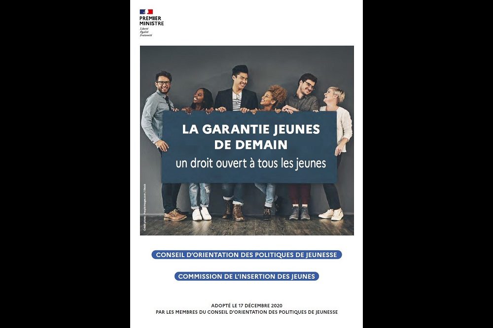Couverture du rapport du Conseil d'orientation des politiques de jeunesse, "La Garantie Jeunes de demain, un droit ouvert à tous les jeunes", adopté le 17 décembre 2020