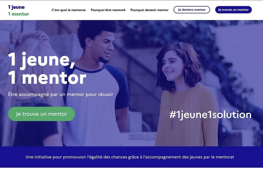 Copie d'écran du site gouvernemental 1 Jeune 1 Mentor