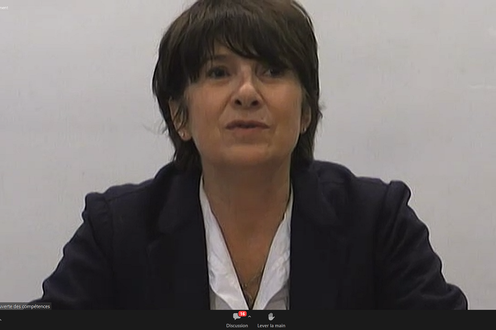 Capture d'écran de Sophie Clamens, présidente de la Fédération nationale des centres interinstitutionnels de bilans de compétences (FNCIBC), lors de l'Amphis Débats de l’Université ouverte des compétences du 9 mars 2023