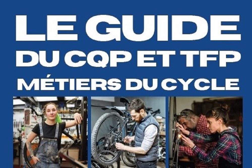 Visuel de présentation du guide du CQP et TFP métiers du cycle, Le Job Vélo & Jungle Bike Pro, 80 p., 1e édition, avril 2023.