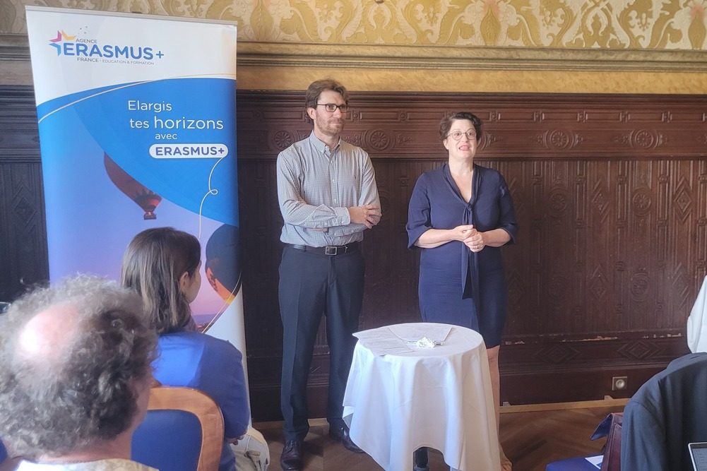 Nelly Fesseau, directrice de l’Agence Erasmus+ France / Éducation Formation, lors d’une conférence de presse jeudi 19 juin 2025 à Paris.