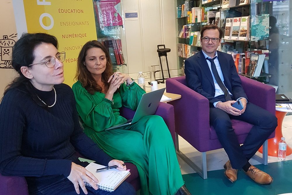 A la veille de quitter son poste de directrice générale de Réseau Canopé, Marie-Caroline Missir fait le point, le 9 octobre lors d'une conférence de presse, sur ses deux mandats à la tête de l'opérateur de la formation continue des enseignants publics et privés.